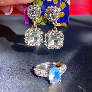White Stone Earrings & Ring